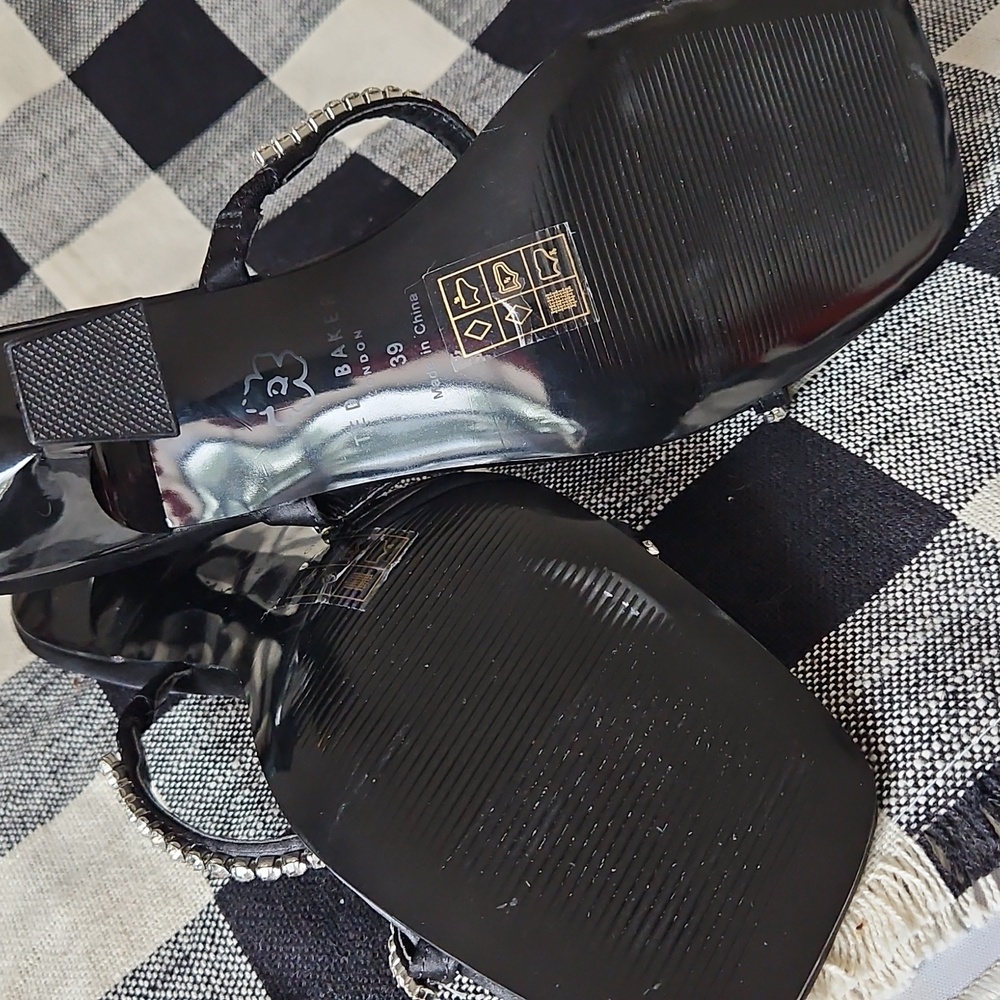 Ted Baker RINITA Diamante Satin Black Mule Heeled Sandal Size EU 39 (8.5) - Picture 13 of 15